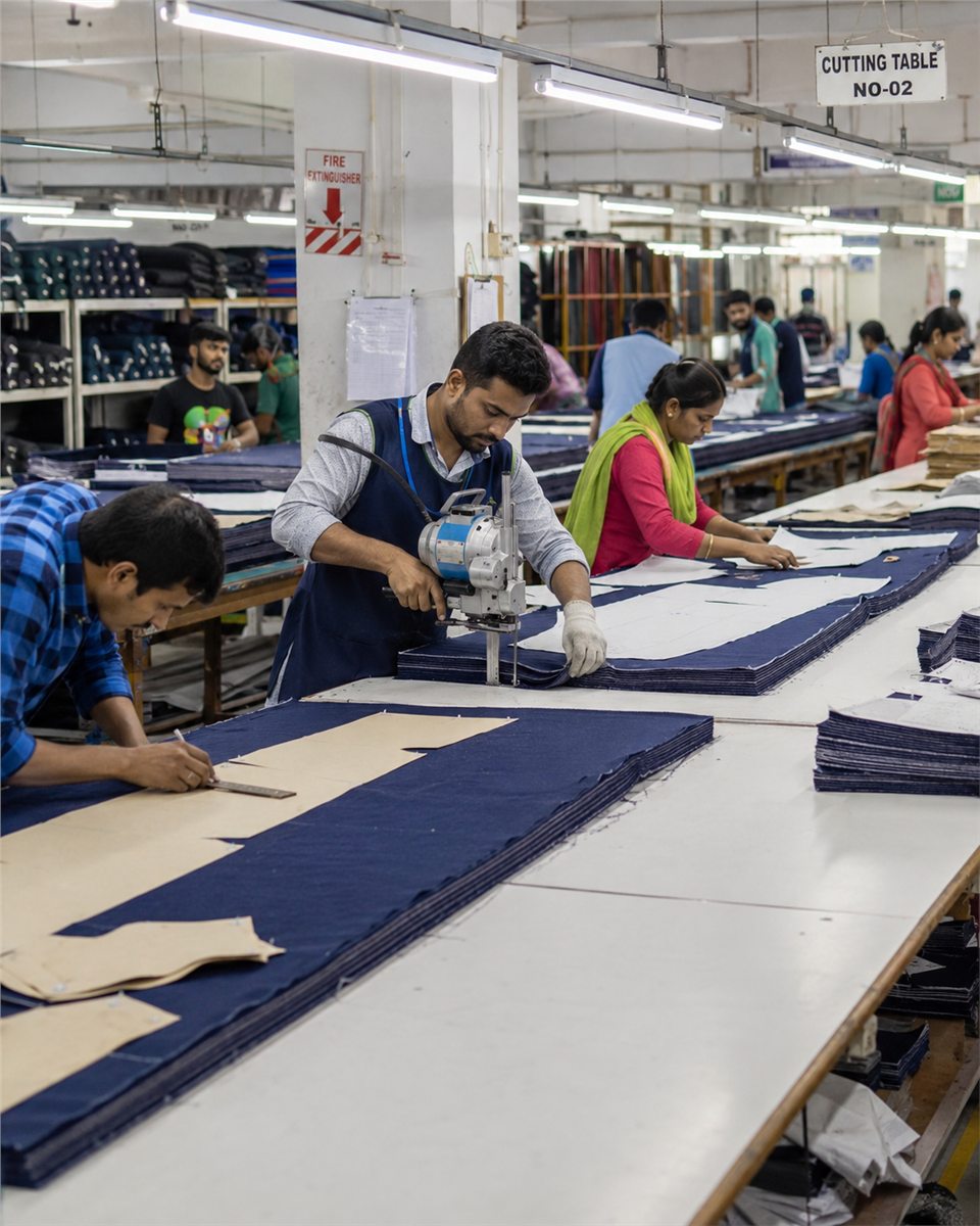 AFG fabric cutting department preparing garment panels